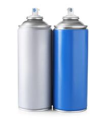 Two spray paint cans isolated on white