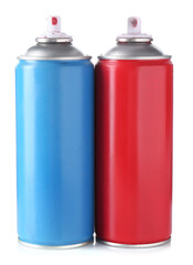 Two spray paint cans isolated on white