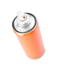 One orange spray paint can isolated on white