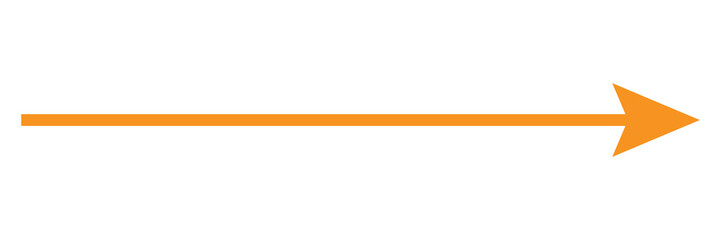 Straight long thin right orange arrow icon. Long arrow vector, icon. orange horizontal arrow. Vector illustration. Eps file 24.