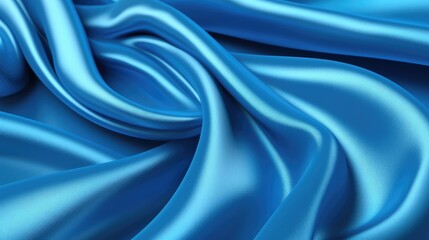 Luxurious Blue Satin Fabric Close-up