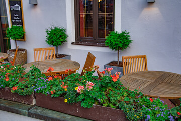beautiful cozy cafe from outside on the streets of Germany