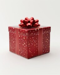 Fototapeta premium 3D Christmas present with bow on white background, perfect for festive gift advertisements.