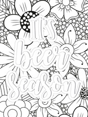 Dad Quotes Flower Coloring Page Beautiful black and white illustration for adult coloring book