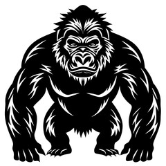 gorilla-animal-silhouette-black-vector-illustratio