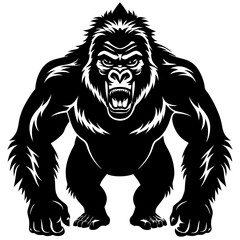 gorilla-animal-silhouette-black-vector-illustratio
