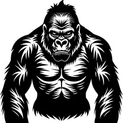 gorilla-animal-silhouette-black-vector-illustratio