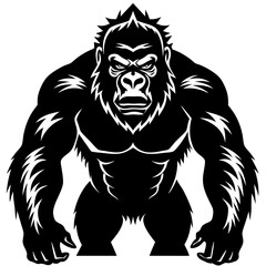 gorilla-animal-silhouette-black-vector-illustratio