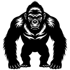 gorilla-animal-silhouette-black-vector-illustratio