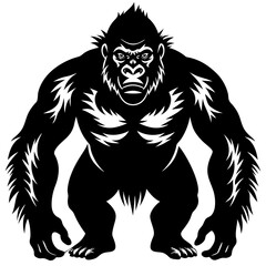 Obraz premium gorilla-animal-silhouette-black-vector-illustratio