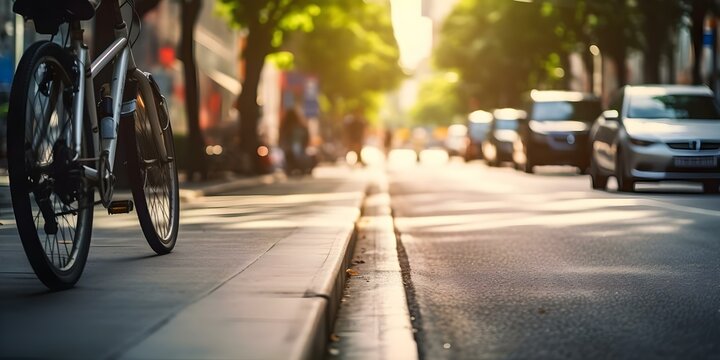 Contrasting Polluted Trafficfilled Street With Ec. Concept O-friendly Empty Park, Green Transportation, City Pollution Vs Nature Conservation, Urban Sprawl Vs Sustainability,