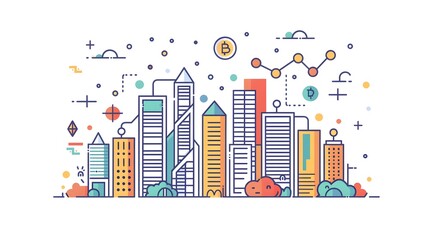 Diverse Investment Portfolio with Bonds, Real Estate, Artworks, and Cryptocurrencies in Minimalist