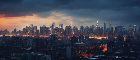 Fototapeta premium Dramatic Sunset Over Bustling Metropolis