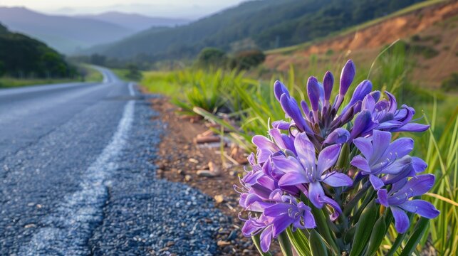 Purple Ruella tuberose found growing alongside the road