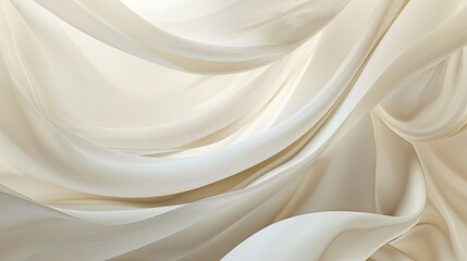 Fototapeta premium Elegant close-up of flowing white fabric background with smooth waves and soft texture, creating a serene and minimalist aesthetic.