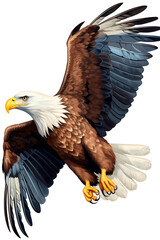 Fototapeta premium Eagle Image, for Stickers, T-Shirt Print, Cap, Mug, Slippers, Mousepad, with Transparent Background PNG