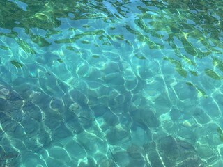Blue turquoise clear sea water surface.
