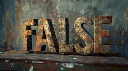 Fototapeta premium Bronze Fake and Misinformation concept art poster.