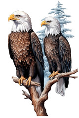 Obraz premium Eagle Image, for Stickers, T-Shirt Print, Cap, Mug, Slippers, Mousepad, with Transparent Background PNG