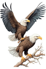 Obraz premium Eagle Image, for Stickers, T-Shirt Print, Cap, Mug, Slippers, Mousepad, with Transparent Background PNG