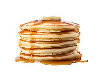 a stack of pancakes with butter and syrup