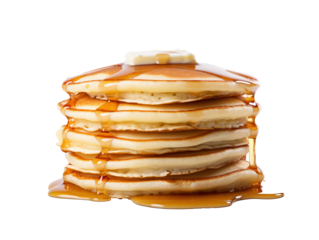 a stack of pancakes with butter and syrup