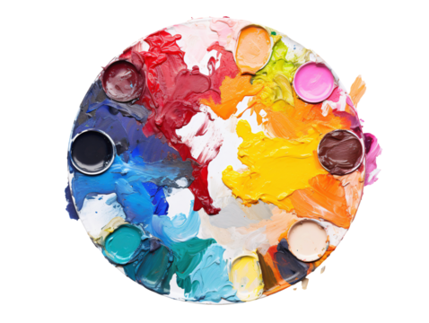 a palette of paint with different colors