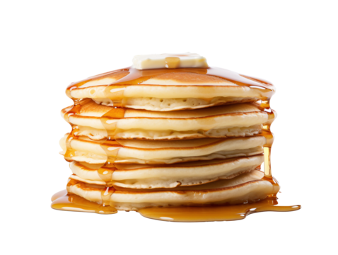 a stack of pancakes with butter and syrup