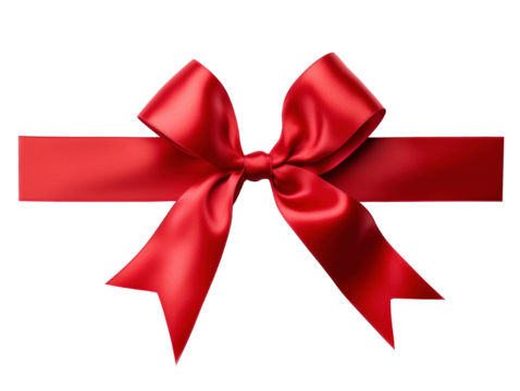 a red bow with a ribbon
