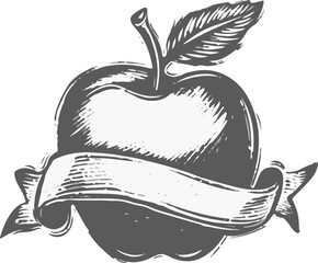 연필 스케치 사과 일러스트