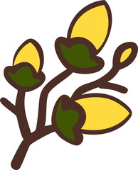 노란 개나리 꽃 가지