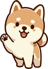 손 흔드는 진돗개 일러스트