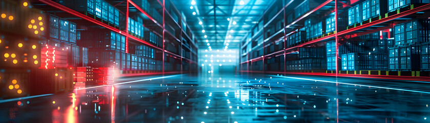 Sleek Warehouse Dashboard and Logistics Icon on Blue Background for Illustrating Logistics Management and Inventory Tools