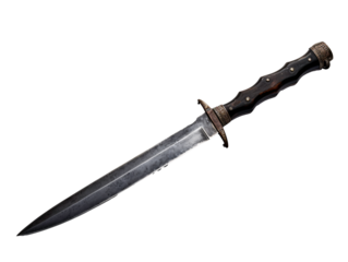 a knife with a wooden handle