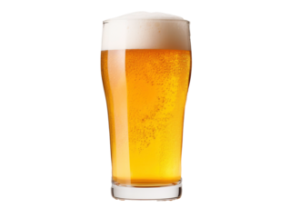 a glass of beer with foam