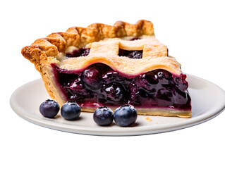 a slice of blueberry pie on a plate