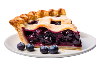 a slice of blueberry pie on a plate