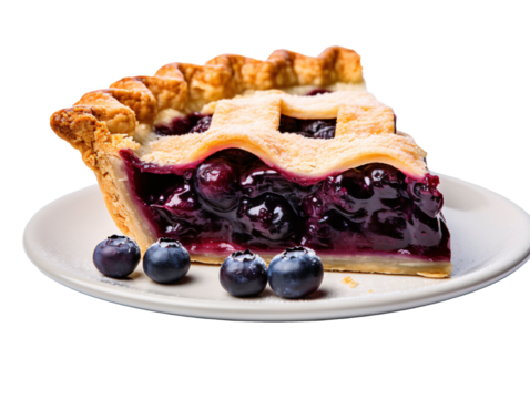 a slice of blueberry pie on a plate