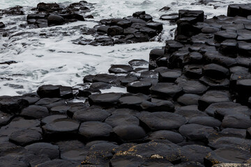 Hexagonal shapes of rocks, Giants Causeway, County Antrim, Northern Ireland, UK