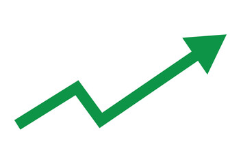 Green arrow showing upward business earnings on white background. Vector illustration. Eps file 71.