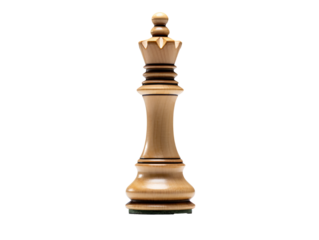 a wooden chess piece on a white background