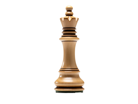 a wooden chess piece on a white background
