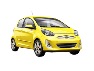 Obraz premium a yellow car with black wheels