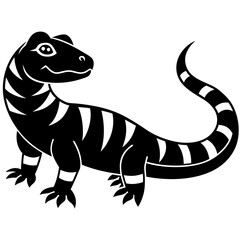 Obraz premium A hand-drawing cute Komodo dragon silhouette vector illustration 