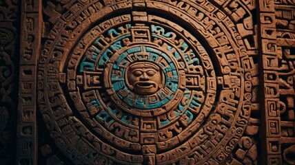 Fototapeta premium Background with Mayan patterns, concept of culture and history.