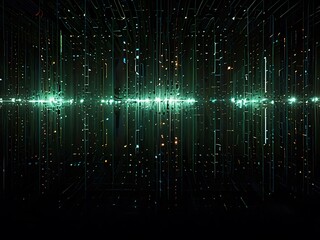 Sparkling particles of data shimmer and collide, capturing the essence of digital energy and connectivity.
