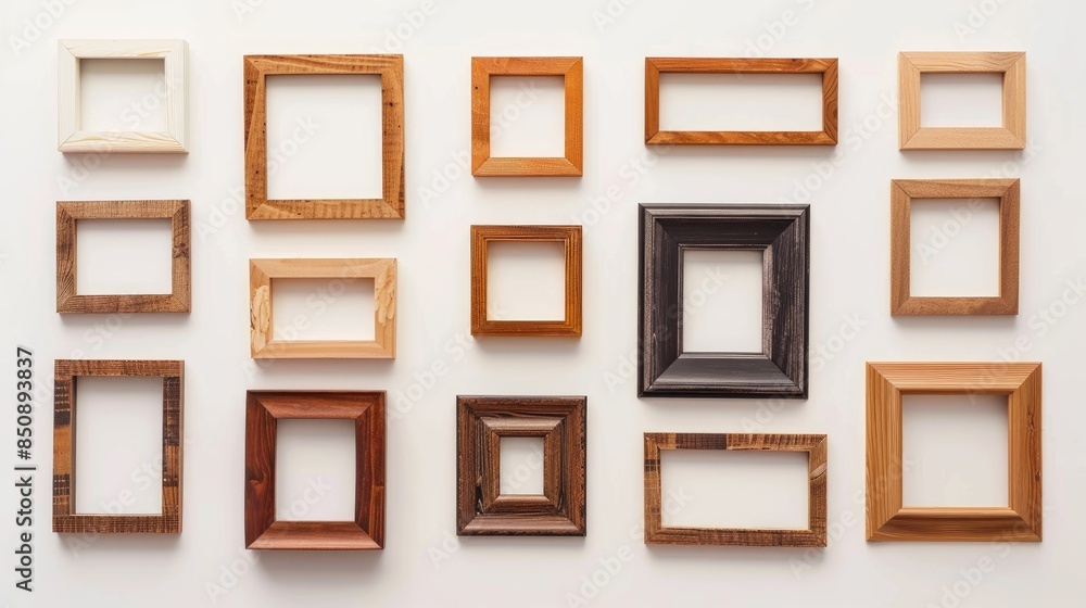 Aufkleber various wooden frames isolated on a simple background for your design assets