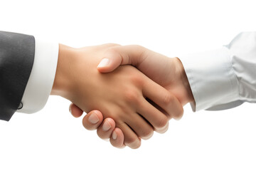 Businessman's hands shaking hands to reach a business deal. on a transparent background. Png file.