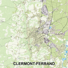 Clermont-Ferrand, France map poster art