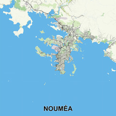 Nouméa, France map poster art